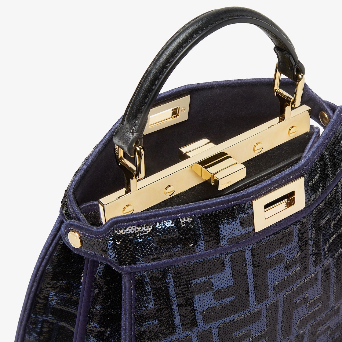 FENDI Peekaboo ISeeU Petite Blue FF sequin bag - Image 4